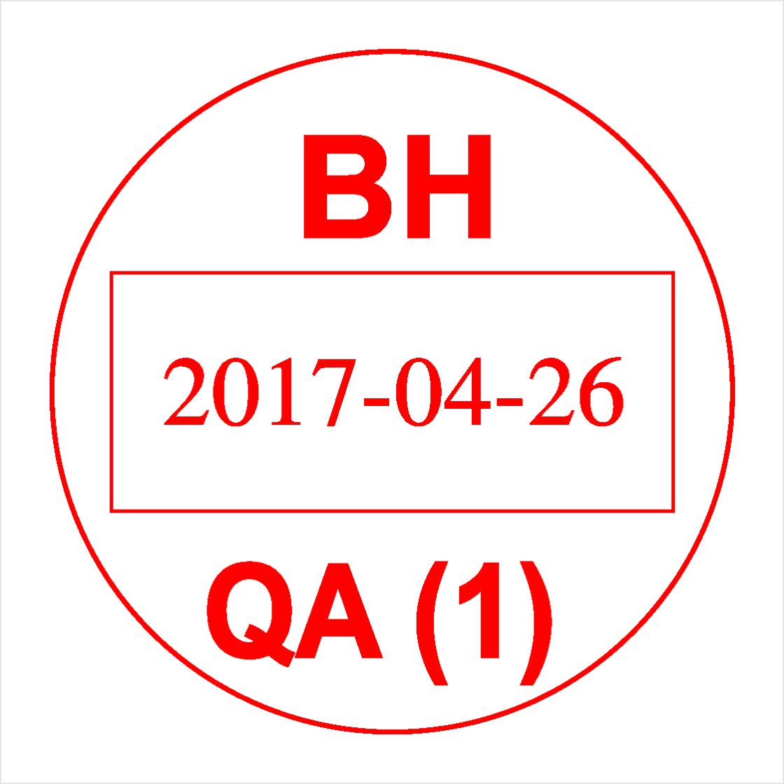 Khắc con dấu QA hình tròn có ngày tháng năm mẫu 1